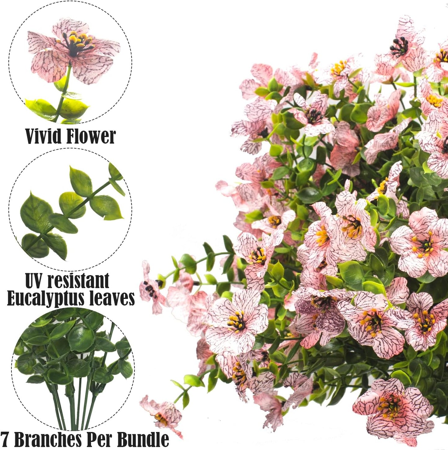 Artificial Fake Flowers for Outdoor Spring Decoration, 16 Bundles Faux Silk Colorful Daisy UV Resistant Realistic for Outside Porch Patio Home Yard Garden Planters Pots Window Box (Pink)