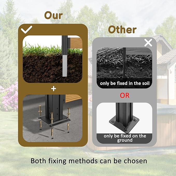 MUPATER 49'' H×78'' W Outdoor Fence Privacy Screen, No Dig Wooden Privacy Screen for Hard Ground and Soil, 2 Way to Use, Aluminum Post, Privacy Fence Panel, Air Conditioner Fence,Natural (2 Panels)