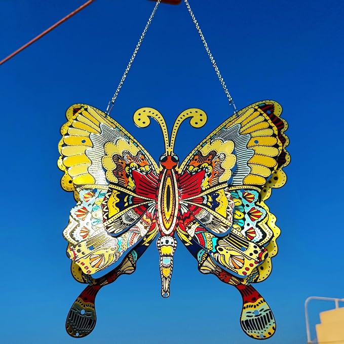 12" Stainless Steel Butterfly Wall Decor for Indoor Outdoor,Giant Butterfly Decorations Metal Wall Art,Hanging Decorations for Garden Yard Porch Patio - Birthday Gift for Mother's Day Christmas