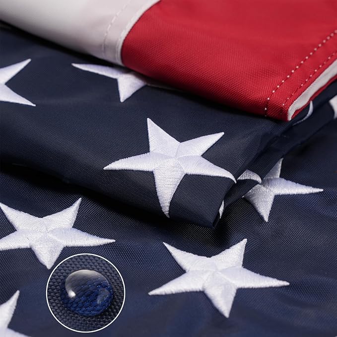 AZCOVER American Flag 6x10 FT Us Flag for Outside Heavy Duty Nylon USA American Flags for Outdoor with Embroidered Stars Sewn Stipes and Brass Grommets United States Flag