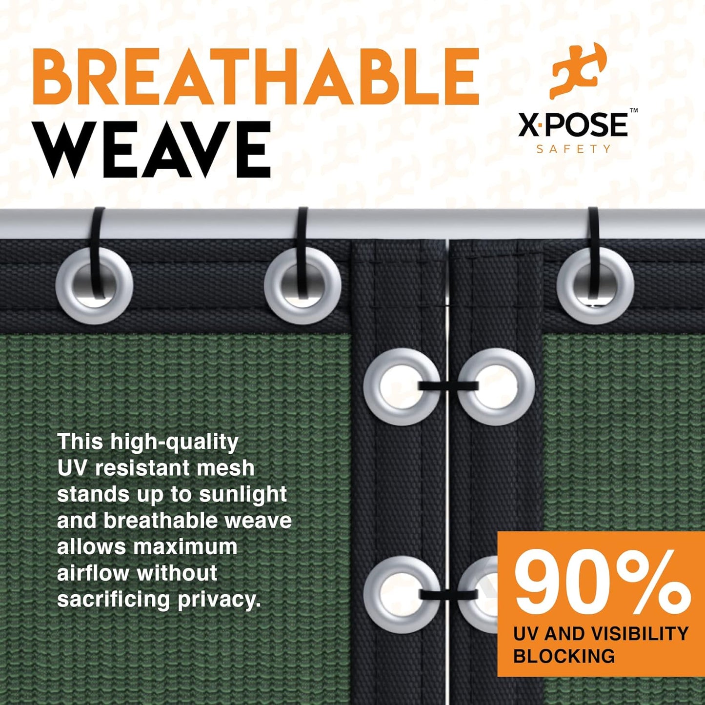 Xpose Safety Privacy Fence Screen 8’ x 50’ – Heavy Duty Green Mesh with 90% Visibility Block, UV Protection – for Garden, Yard, Nursery, Kennel, Dog Run, Greenhouse