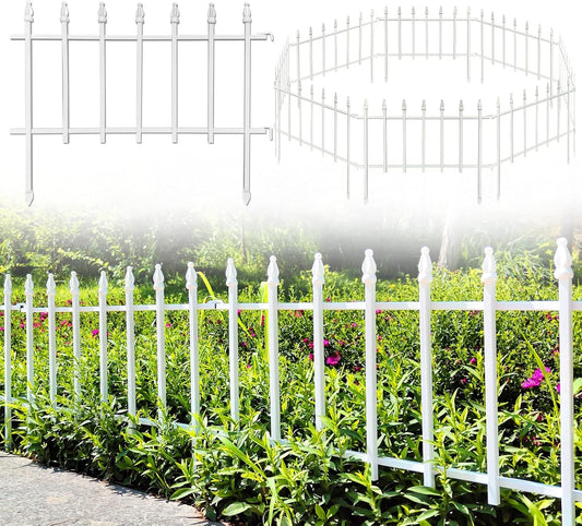 Metal Decorative Garden Fence 22" Wide x 18" High (5 Panels, Total Length 9.17 feet), Metal Border Folding Fence, Landscape Fencing for Flower Bed, Yard, Animal Barrier