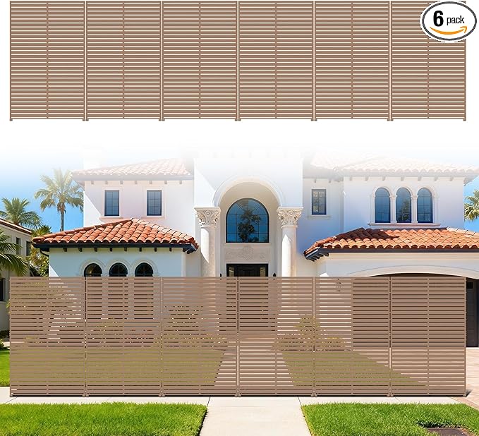 Privacy Screen Outdoor Freestanding Fence Panel, 72" H×47" W HDPE Decorative Screen Panel with Stand & 6 Panel, Air Conditioner Fence, Privacy Panels for Patio, Balcony, Garden, Backyard