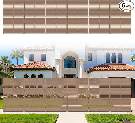 Privacy Screen Outdoor Freestanding Fence Panel, 72" H×47" W HDPE Decorative Screen Panel with Stand & 6 Panel, Air Conditioner Fence, Privacy Panels for Patio, Balcony, Garden, Backyard