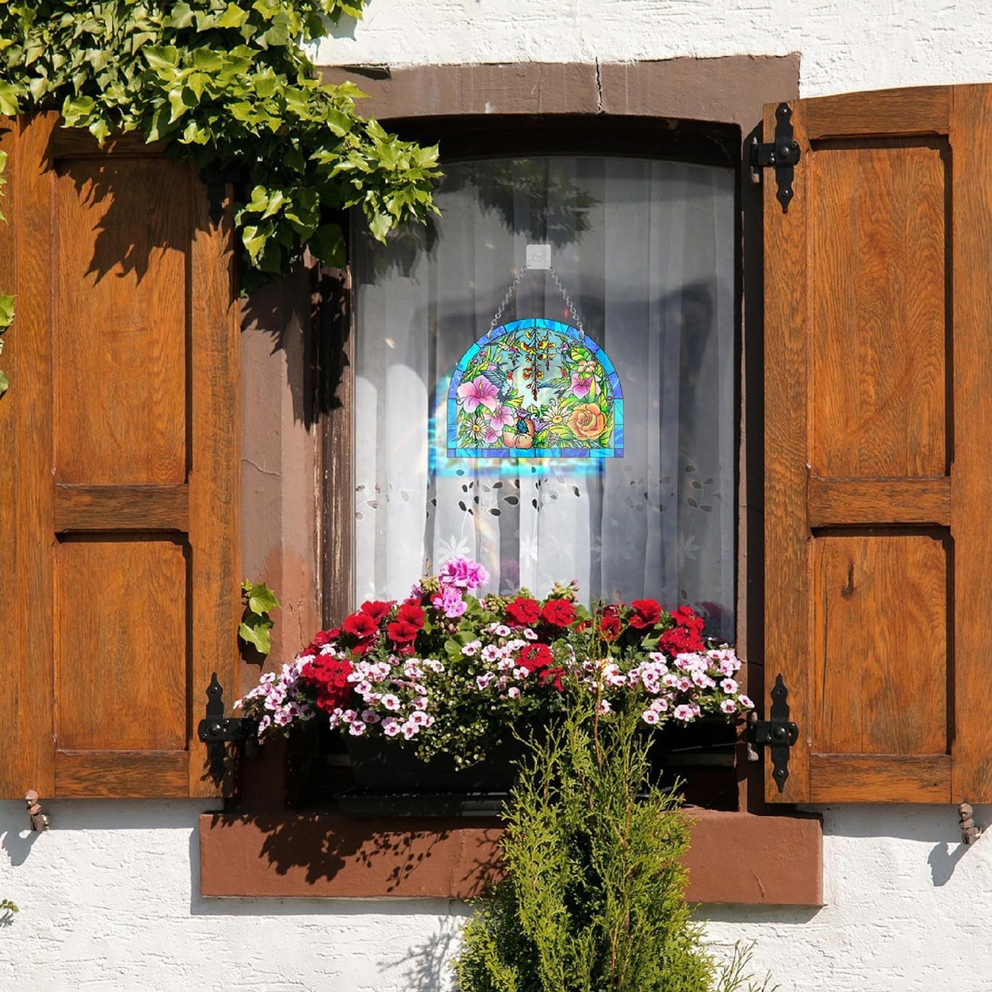 Hummingbird Stained Glass Suncatcher, Stained Glass Birds Suncatcher Window Hanging, Unique Hummingbird Gifts for Bird Lover