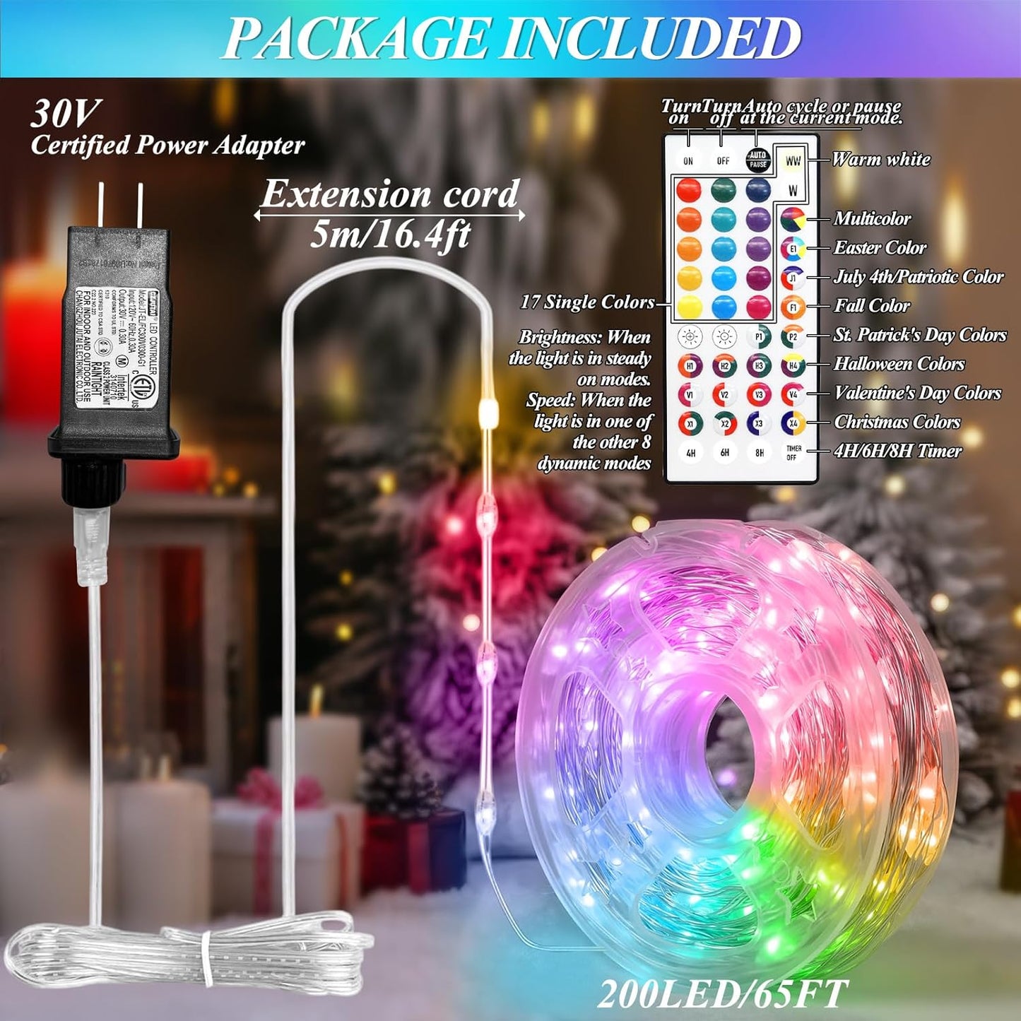 200 LED Christmas Fairy Lights Color Changing, 66 FT 35 Colors Halloween String Lights with Remote, Purple Orange LED Fairy Lights for Bedroom Halloween Xmas Wedding Home Party Indoor Decor