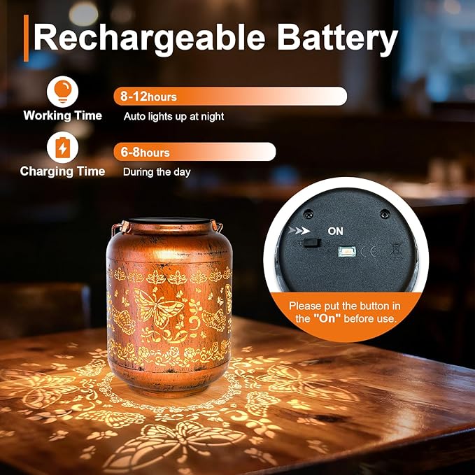 2 Packs Butterfly Solar Lanterns Outdoor Waterproof Garden Decor Birthday Gifts for Women Metal Hanging Solar Lights for Yard Patio Lawn Backyard Butterfly Gardening Gifts for Mom Grandma