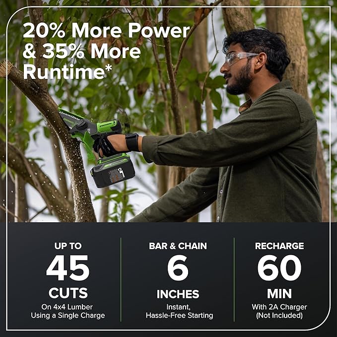 Greenworks 24V 6in BL Pruning Saw w/Auto Oiler, Tool Only