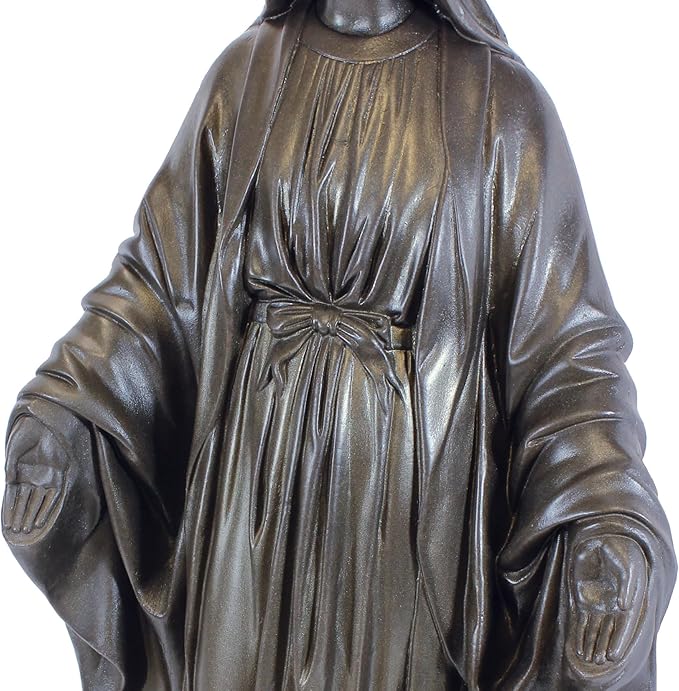 Emsco Group 92290 Virgin Mary Statue – Natural Appearance – Made of Resin – Lightweight – 34” Garden, BRONZE