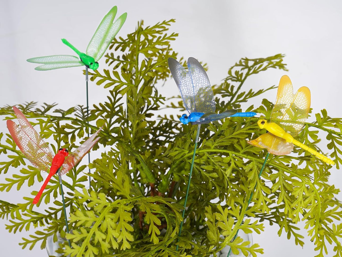 NiHome 9.8" Dragonfly Decorative Garden Stakes for Outdoor & Indoor, Waterproof PVC Wings and Durable Plastic Body, Easy Installation & Weather Resistant for Flower Beds, Potted Plants, Walls (7PCS)