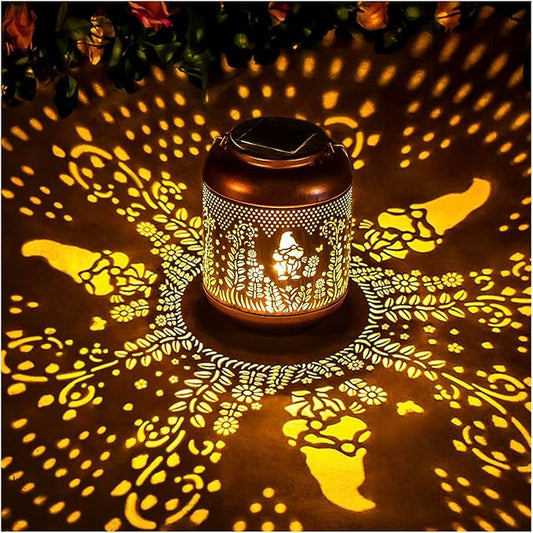 Gnomes Solar Lanterns Outdoor Waterproof Hanging Solar Lights Gnomes Gifts for Women Men Mom Metal Decorative LED Outdoor Lanterns for Patio, Lawn, Landscape, Garden Decor, Yard Decorations