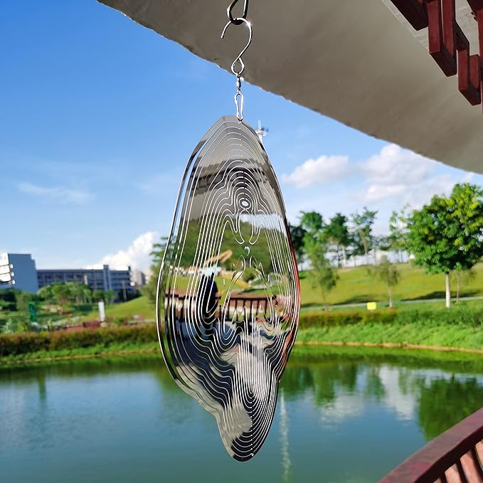 DJUAN Reflective Angel Wind Spinners Outdoor Garden Decor,Sparkly Angel Ornaments Bird Devices Deterrent to Scare Birds Away from Yard Patio Farm,Cherub Decor Metal Wind Spinners Gifts for Mom, Women