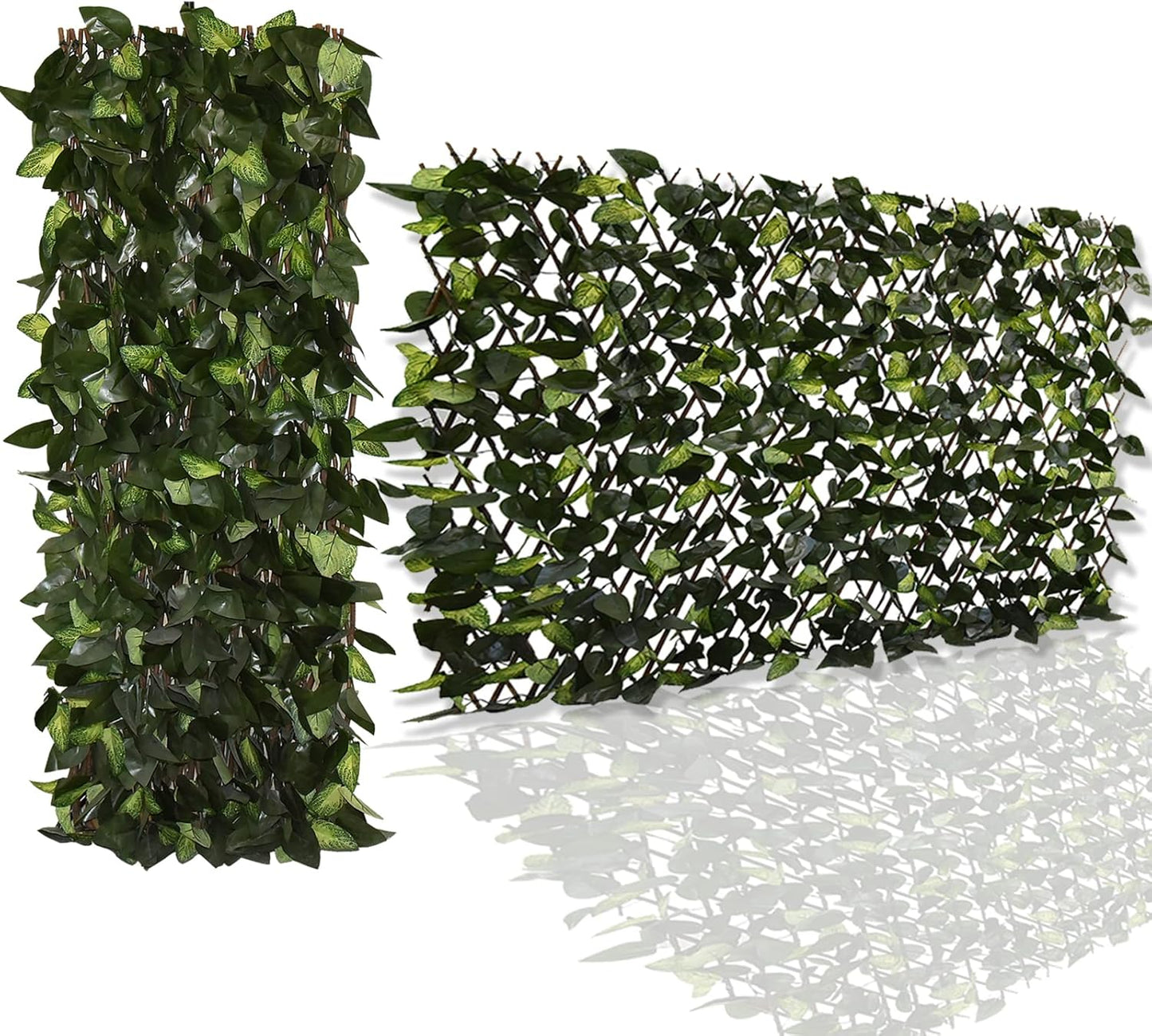 Expandable Faux Ivy Fence,Artificial Privacy Screen Decor for Outdoor Wall, Balcony and Patio, Single Sided Leaves (Green,1)