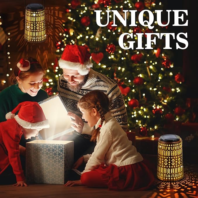 Solar Lanterns Outdoor Waterproof, Hanging Solar Lantern Garden Decor, Decorative Lights for Yard, Patio, Lawn, Porch, Unique Housewarming Gifts (Shabby Chic)