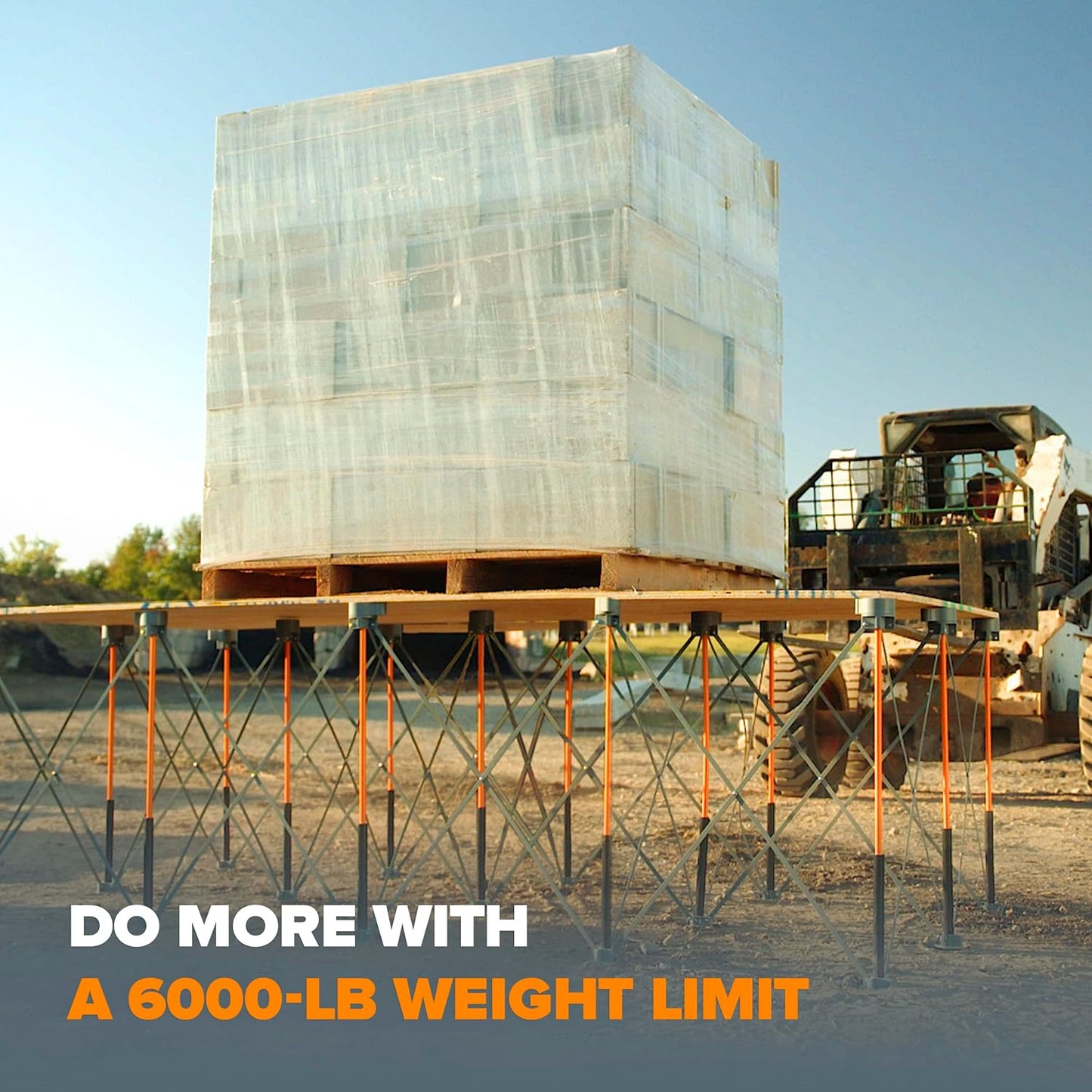 BORA Centipede 30in Folding Work Table Set - No Assembly 15-Strut Collapsible Table 6000lb Weight Limit - 4x8ft Mobile Work Station with Storage Bag, Foldable Work Bench Table - CK15S, Orange