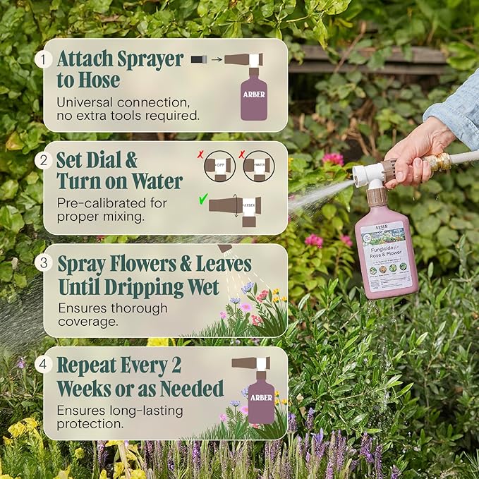 Organic Fungicide for Rose & Flower | 16oz Ready-to-Spray | Controls Powdery Mildew, Black Spot, and Blight | Safe for Organic Gardening