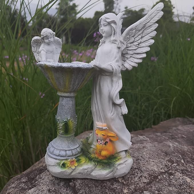 Solar Garden Statues-Angel Outdoor Statues with Color Changing Lights,Garden Sculptures & Statues,Resin Garden Statues Outdoor Clearance for Garden Decor