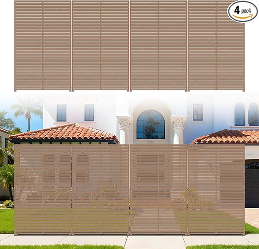 Privacy Screen Outdoor Freestanding Fence Panel, 72" H×47" W HDPE Decorative Screen Panel with Stand & 6 Panel, Air Conditioner Fence, Privacy Panels for Patio, Balcony, Garden, Backyard