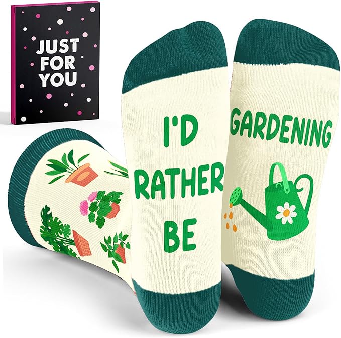 Gardening Gifts for Women - Funny Socks for Plant Lovers, Unique Blue Presents for Christmas Gifts and Birthday