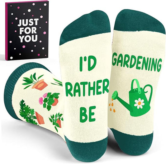 Gardening Gifts for Women - Funny Socks for Plant Lovers, Unique Blue Presents for Christmas Gifts and Birthday