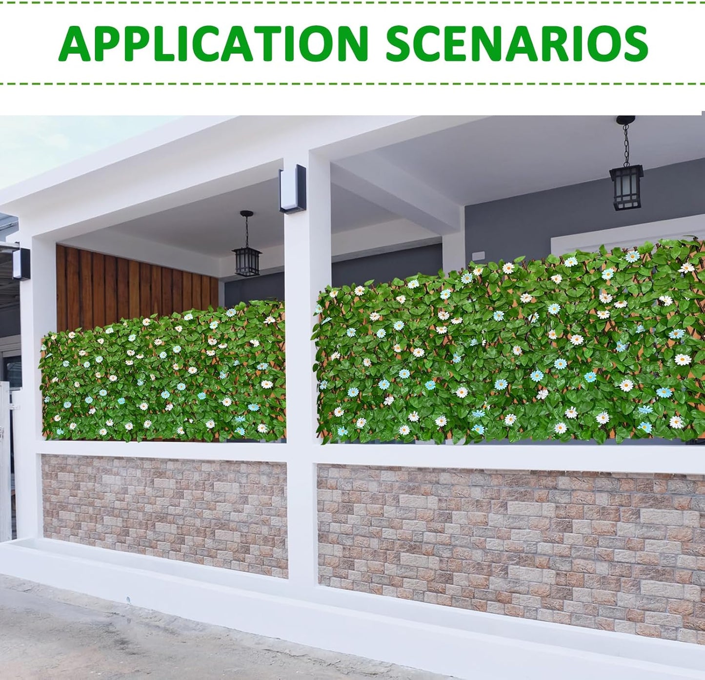 Expandable Fence Privacy Screen for Balcony Patio Outdoor,Decorative Faux Ivy Fencing Panel,Artificial Hedges (Single Sided Leaves)… (1, Daisy)