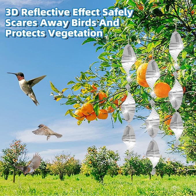 12Pcs Bird Scare Discs, Highly Reflective Double-Sided Bird Reflector, Extra Sparkly Wind Spinners Bird Devices to Scare Birds Like Woodpeckers, Pigeons, Ducks Away from Yard Patio Farm