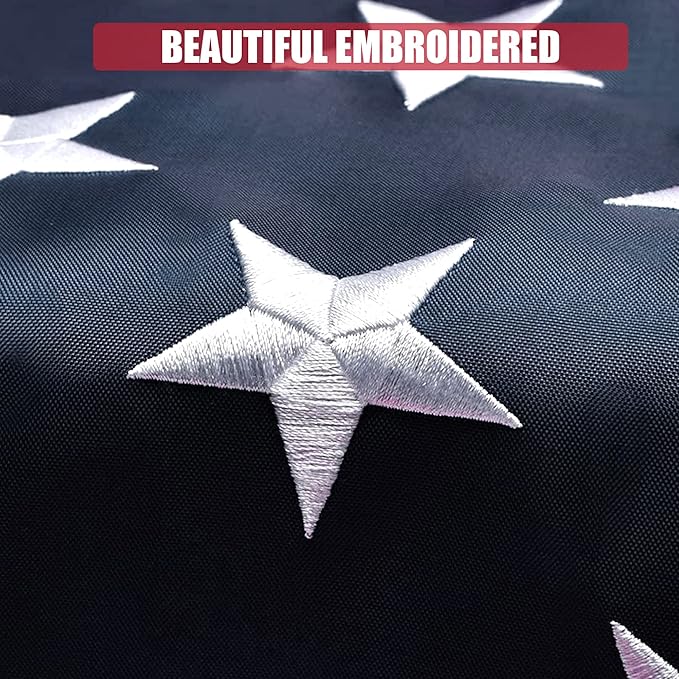 American Flag 10x15 Ft, Outdoor Premium US Flags, Heavy Duty Durable, 420D Oxford Nylon, Embroidered Stars, Brass Grommets