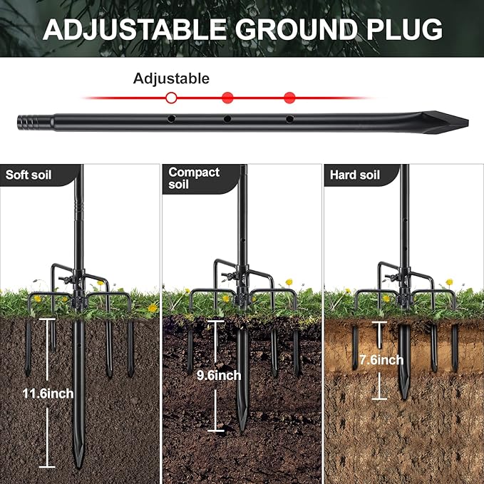 Bird Feeder Pole, 78 Inch & 5/8 Inch Diameter Stainless Steel Heavy Duty Shepherds Hooks for Outdoor to Hang Outdoor Lights with 5 Prongs Base, Rustproof for Garden Decor or Wedding Decors(Black)