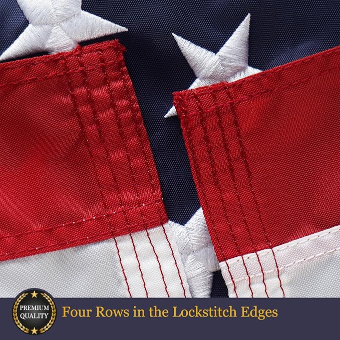 Homissor American Flag 5x8 Heavy Duty Outdoor US Flags for Outside Embroidered Stars USA Sewn Stripes Thick Nylon 2 Brass Grommets