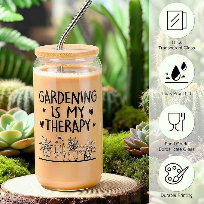 Plant Lover Gifts for Women,Succulent Cactus Ice Coffee Cup Gardening Gifts for Ladies With Crazy Plant Lady Keychain for Lover,Birthday/Friend/Christmas Gift