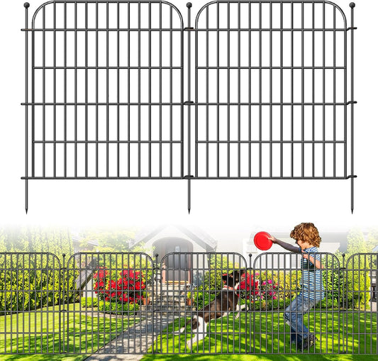 Decorative Garden Fence, 5 Panels 32 in(H) X 11.8 ft(L) Rustproof Metal Wire No Dig Dog Fence Outdoor for Yard, Temporary Tall Garden Fence Animal Barrier Decor for Yard & Patio