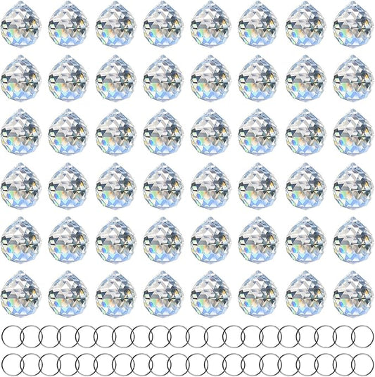 MerryNine 20mm Clear Crystal Ball Prism Sun Shine Catcher Rainbow Pendants Maker, Hanging Crystals Prisms for Windows, for Feng Shui, for Gift (20mm/0.79" 48pack, 48)