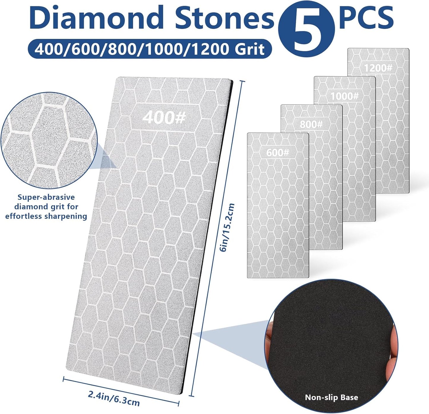 Chisel Sharpening Kit Honing Guide & 5 Diamond Sharpening Stones, Adjustable Chisel Sharpener Jig for Woodworking Tools, Plane Irons, Knives, and Blades, All-Metal Construction