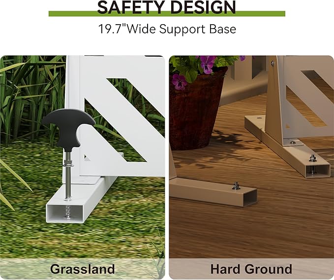 Heavy-Duty Outdoor Privacy Screen for Patio, Balcony, Backyard - 72" H * 44" W Metal Room Divider with Geometric Pattern, Anti-Tipping Kit, Weather Resistant, Easy Assembly (White-FGXPF)