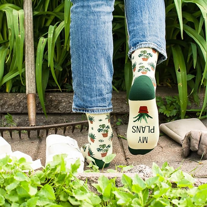 Gardening Gifts for Women - Funny Socks for Plant Lovers, Unique Blue Presents for Christmas Gifts and Birthday