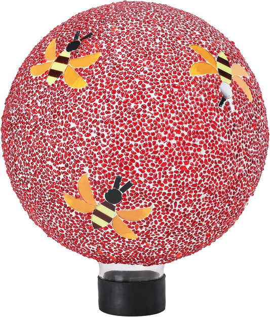 VCUTEKA Gazing Ball, 8" Glass Gazing Balls Sphere for Garden Lawn Outdoor Ornament Yard Decorative, Bee