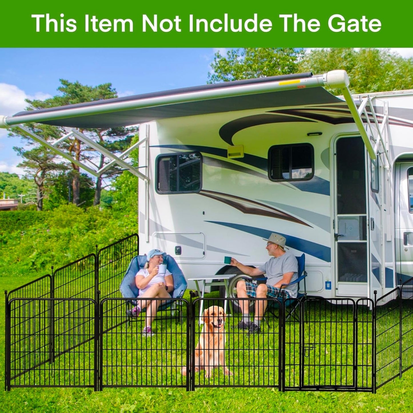 ADAVIN Tall Garden Fences and Borders for Dogs, Low Threshold Door, 48 in(H) 8 Panels Total 17.7 Ft(L) Dog Fences for The Yard, Modular Fencing, Garden Fence with Gate, Pet Fence