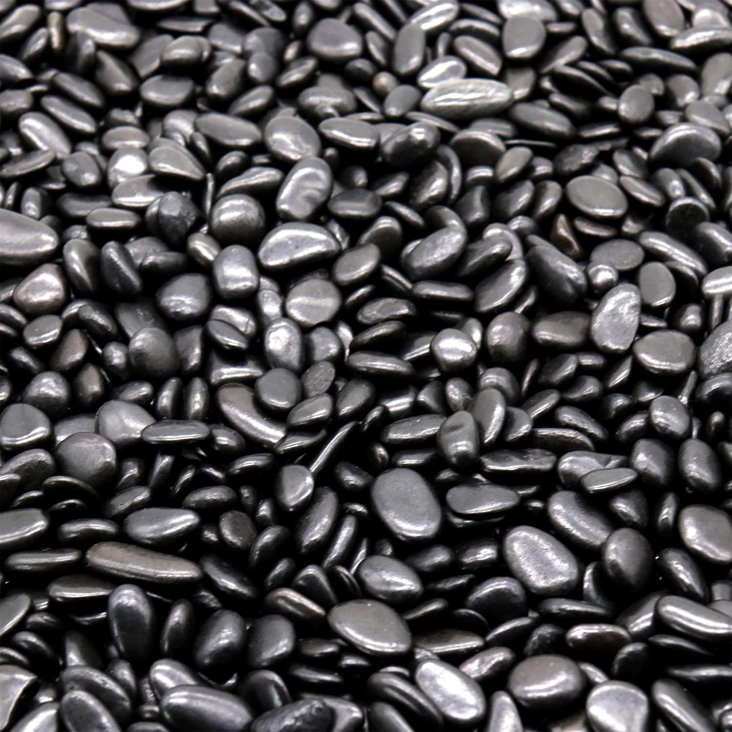 Black Rocks for Plants. Black Decorative Polished Pebbles. 1/5 Inch – 5 lbs. for Plants, Garden, Landscaping, Vase fillers, Succulents, pots (Mini (0.2 Inch), Black -Polished, 5)