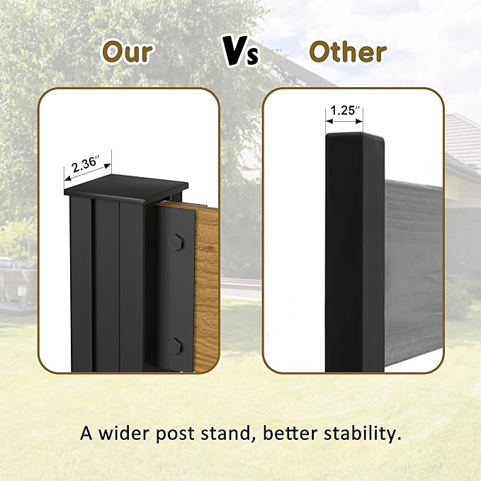 MUPATER 49'' H×78'' W Outdoor Fence Privacy Screen, No Dig Wooden Privacy Screen for Hard Ground and Soil, 2 Way to Use, Aluminum Post, Privacy Fence Panel, Air Conditioner Fence,Natural (2 Panels)