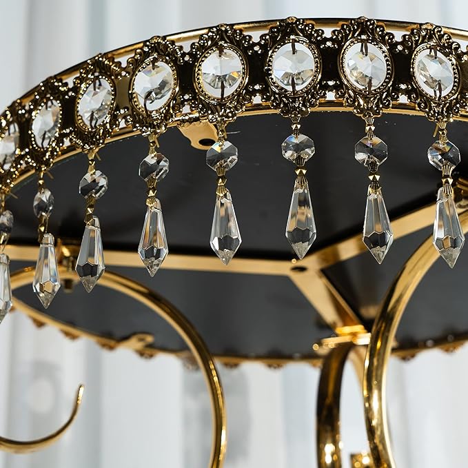 HDCRYSTALGIFTS 20Pcs 38mm Replacement Clear Chandelier Icicle Crystal Prisms Octogan Crystal Bead for Lamp Decor,Gold Bow Tie Connectors