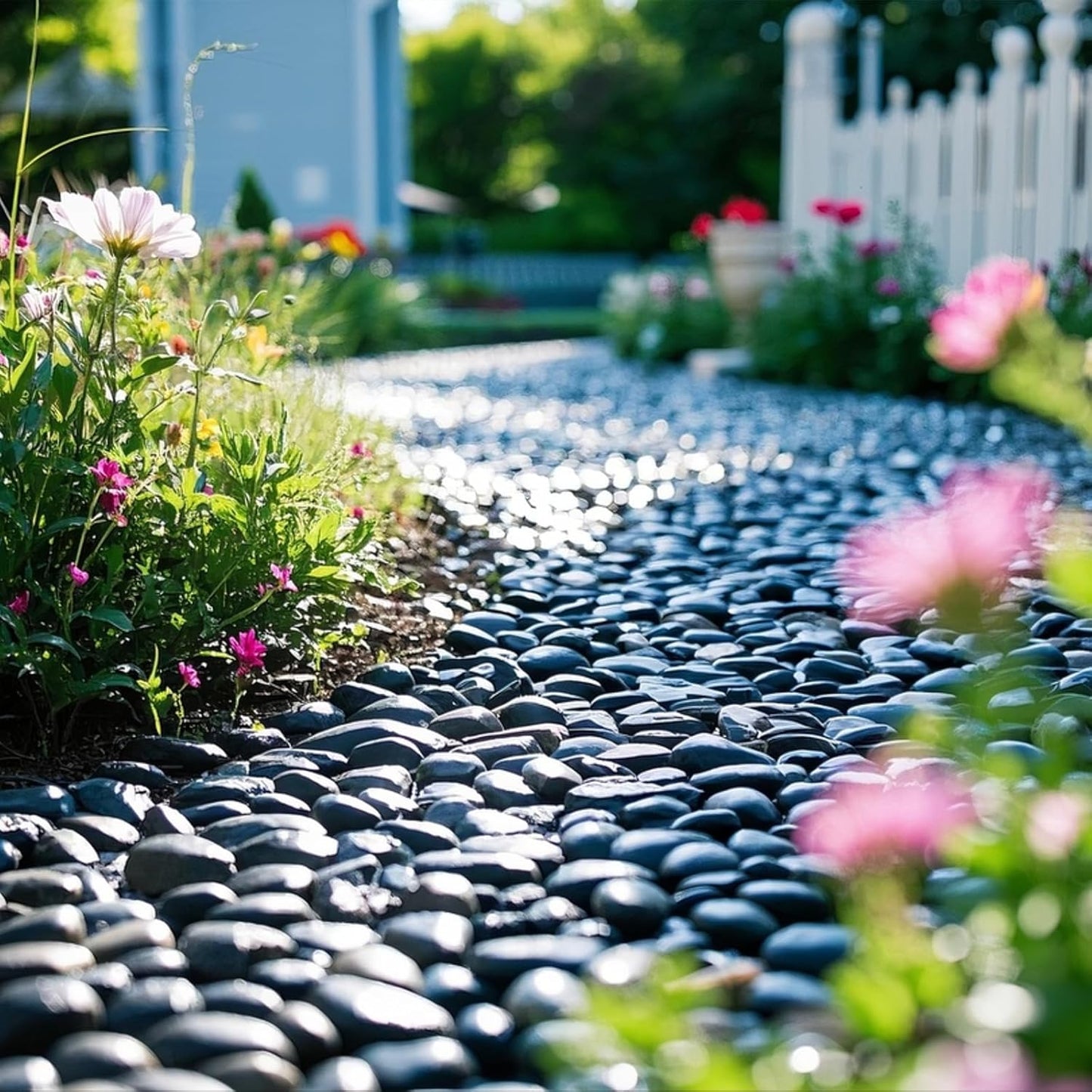 River Rocks for Landscaping, 40lbs Aquarium Rocks, 2-3 Inch Black Pebbles for Indoor Plants, Natural Stones for Garden Paving Plant Rocks Crafting Walkways