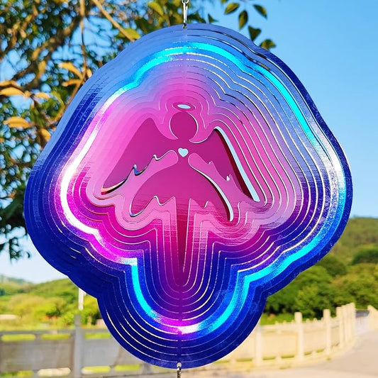 DJUAN Angel Wind Spinners for Yard and Garden Decor Angel Gifts for Women Wind Spinner Outdoor Metal Large Colorful Angels Figurines Hanging Wind Spinners Kinetic Art Lawn Ornaments