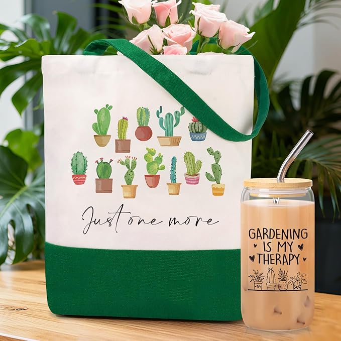 Plant Lover Gifts for Women,Succulent Cactus Ice Coffee Cup Gardening Gifts for Ladies With Crazy Plant Lady Keychain for Lover,Birthday/Friend/Christmas Gift
