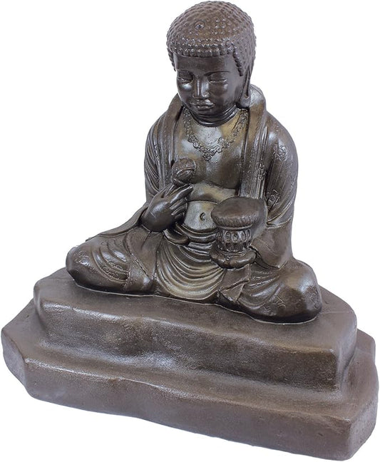 Emsco Group 92220 Lightweight Meditating Buddha Garden Statue, 24", Bronze