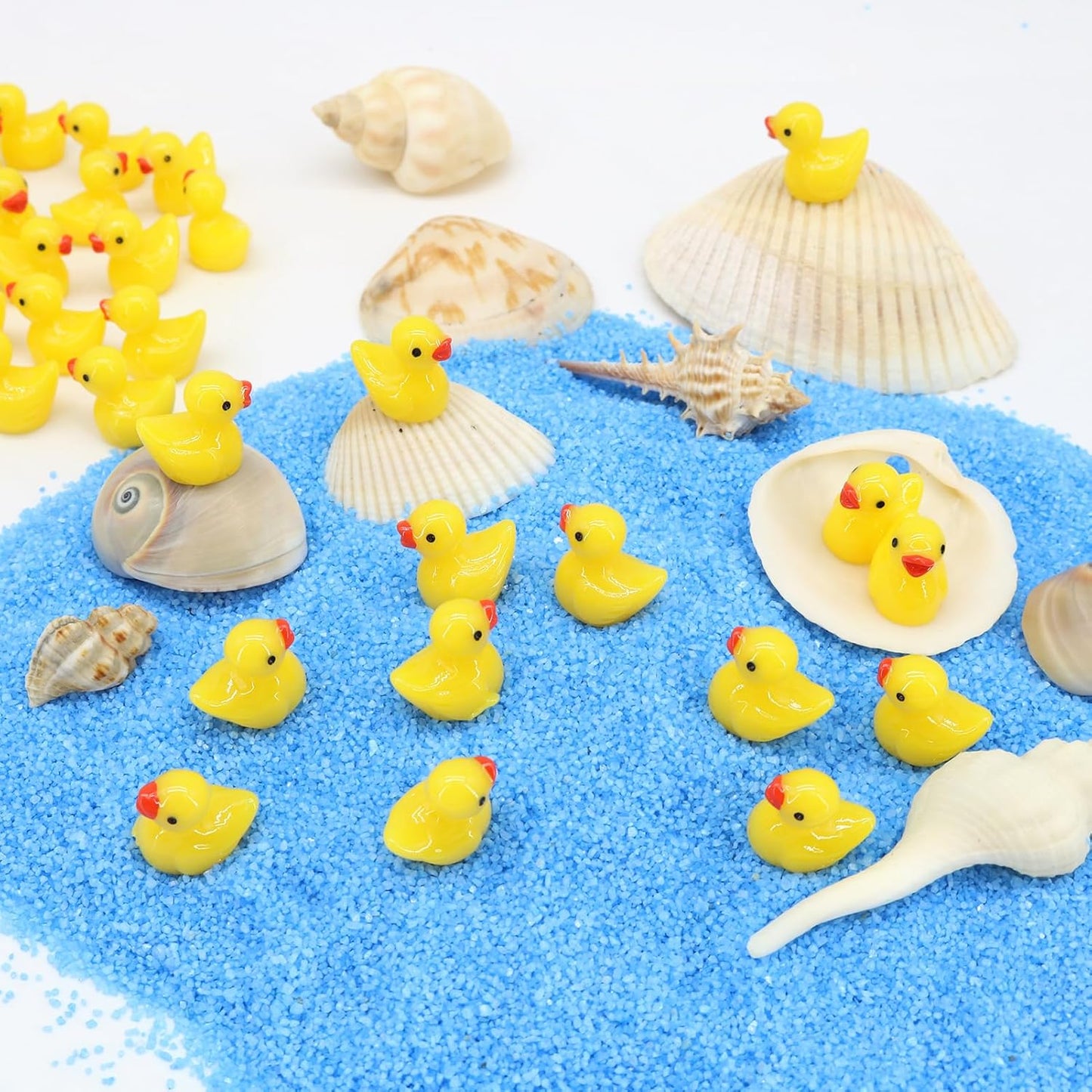 100pcs Mini Resin Ducks Bulk, Yellow Tiny Ducks 100 Pack for Miniature Fairy Garden Landscape Dollhouse Accessories, Small Bulk Micro Resin Ducks for Cake Decoration DIY Crafts