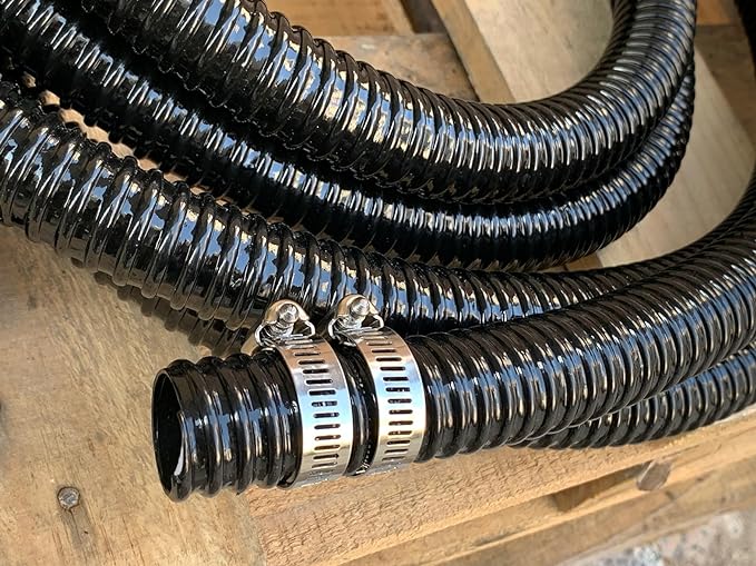1 1/2 Inch Pond Sump Pump Discharge Hose Corrugated Water Hose Black PVC Strong Flexible Tubing 10Ft