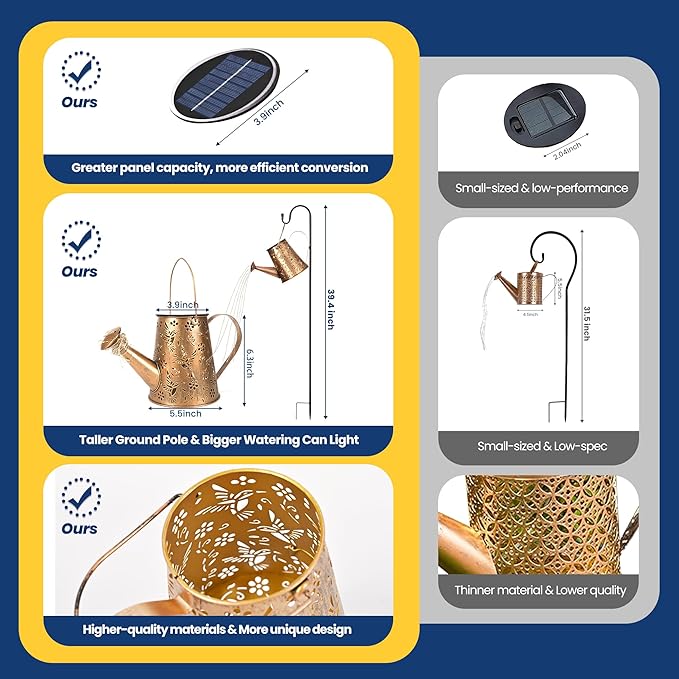 Solar Lights Outdoor Garden Decor, Large Lanterns Watering Can Lights Gardening Gifts for Mom Women Grandma Birthday, Hanging Lights Outdoor Decoration for Yard Porch Patio Backyard