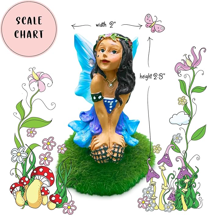 WILD PIXY Indoor Fairy Figurine – Miniature Fairy for Gardens, Ornaments, or Cake Toppers, Fairy Garden Decor and Accessories, Premium Resin, Designer Gift Box with Poem Card