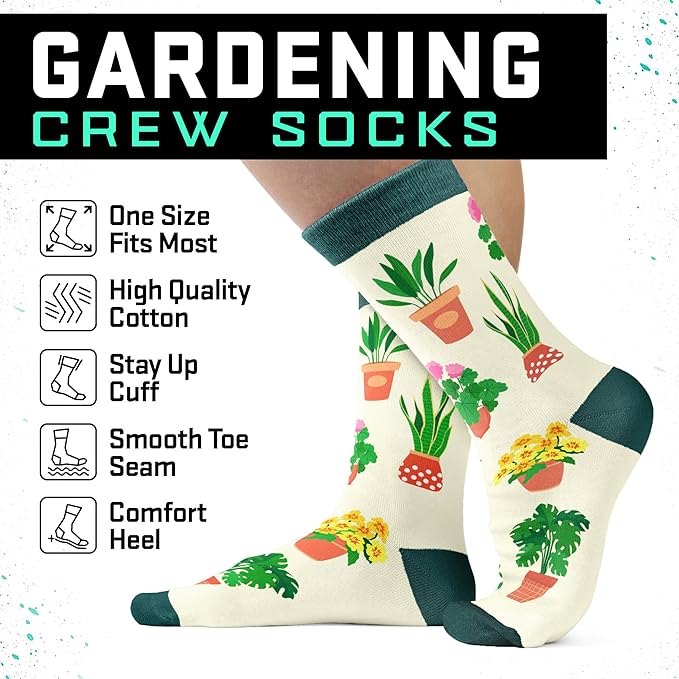 Gardening Gifts for Women - Funny Socks for Plant Lovers, Unique Blue Presents for Christmas Gifts and Birthday