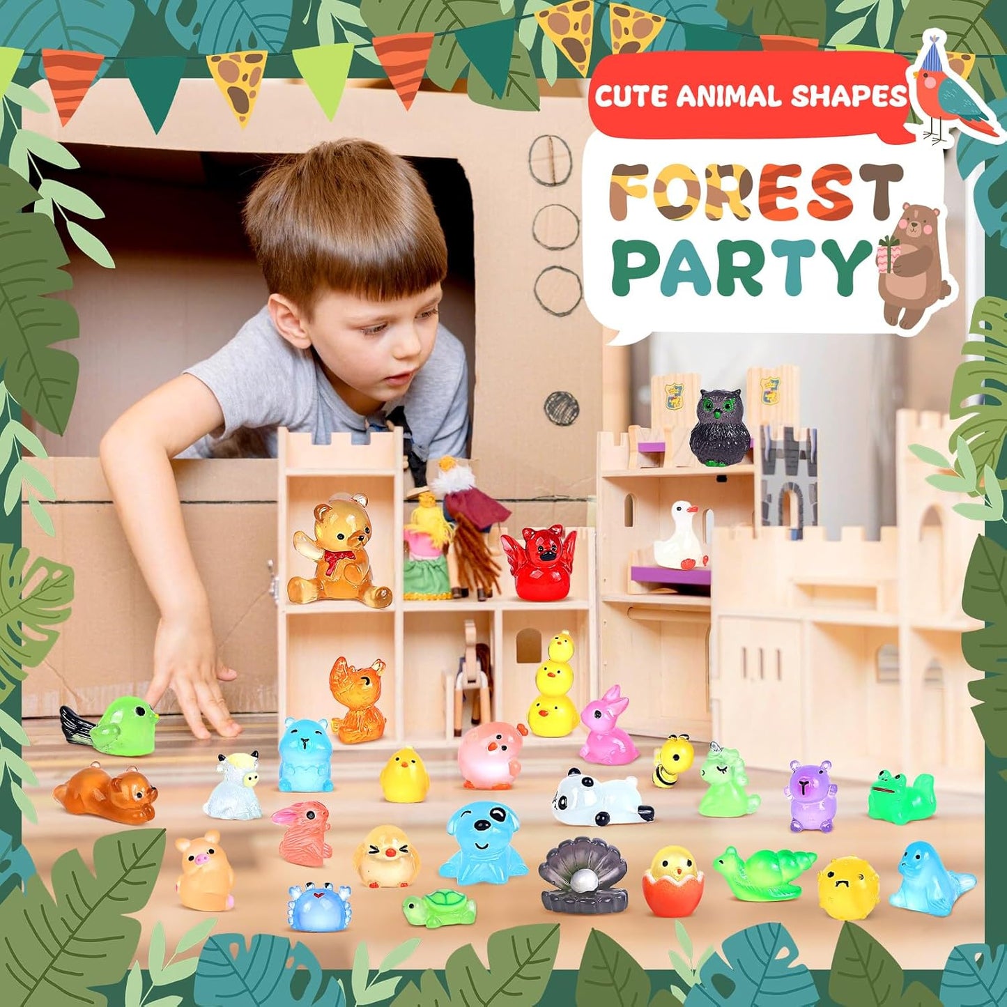 Luminous Mini Resin Animals 100 Pcs Glow in The Dark Resin Animals 100 Styles Miniature Fairy Garden Mini Ducks Figurines Slime Charm for Accessories Landscape Aquarium Potted Decoration